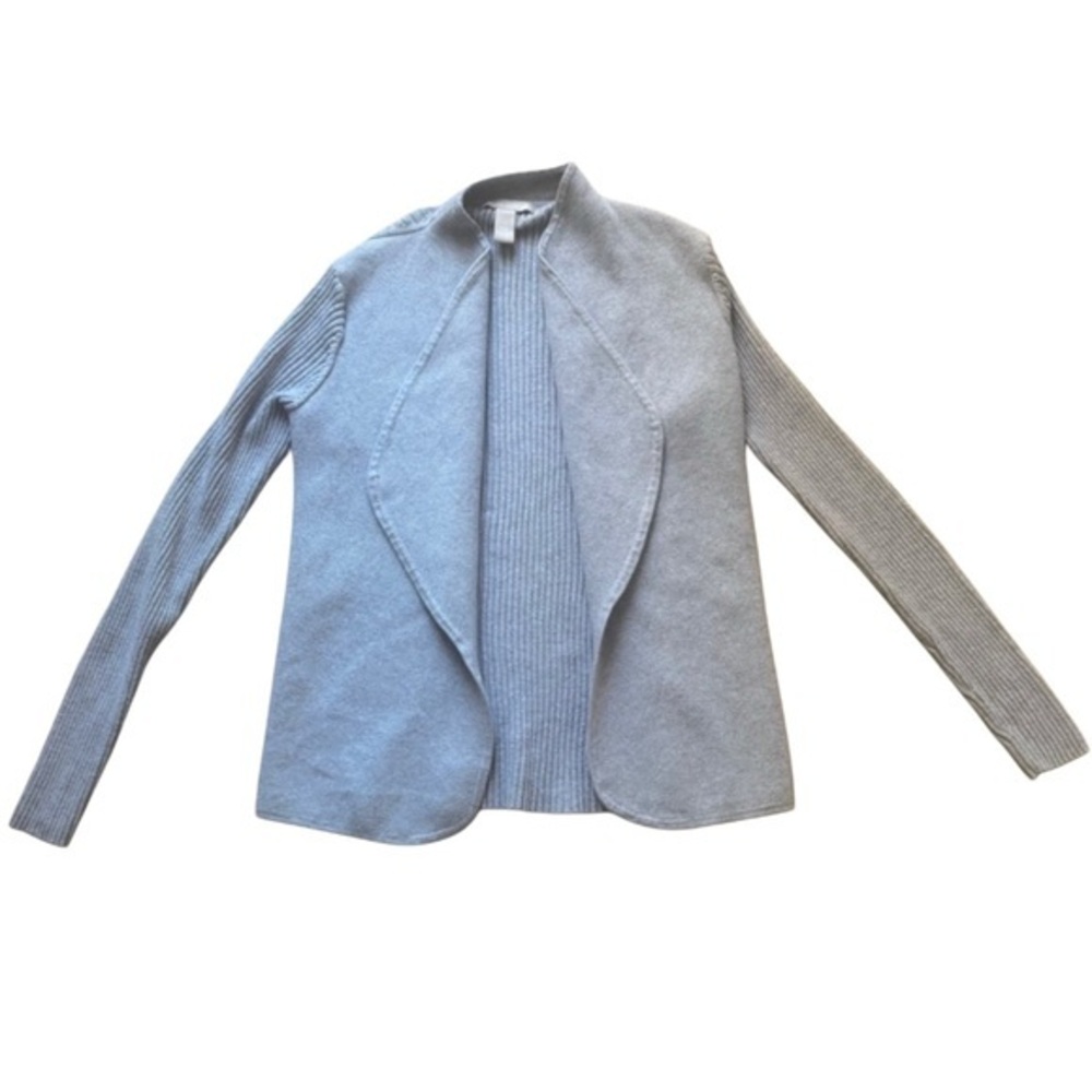 Banana Republic Silk Cotton Blend Light Gray Cardigan Sweater